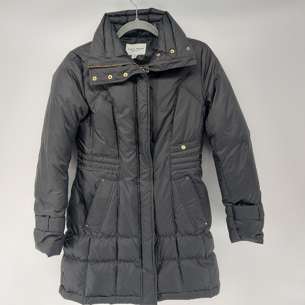 Cole Haan Black Downfilled Jacket mid length size xs